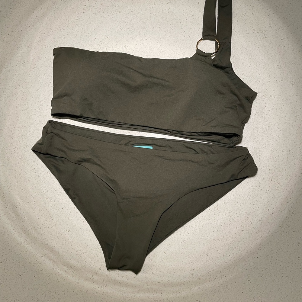 Melissa Odabash Olive One-Shoulder Bikini Set